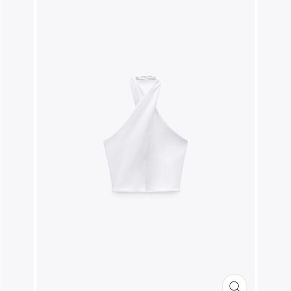 Zara White Halter Crop Top Size Large  NWT - Picture 3 of 3